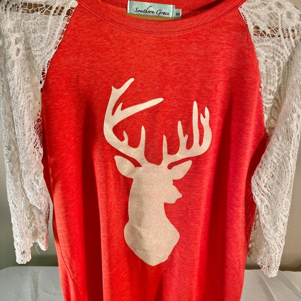 Southern Grace orange hi lo top size medium View 4